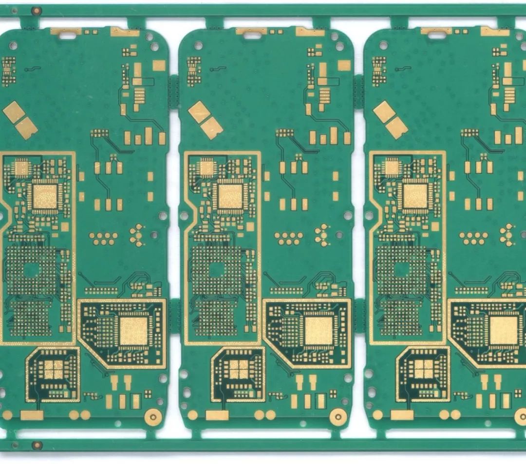 Close-up of PCB with surface finish for protection and solderability