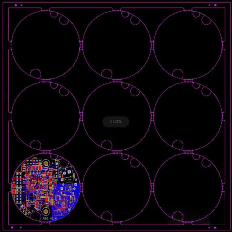 Example of PCB panelization with multiple boards on a single panel for efficient manufacturing