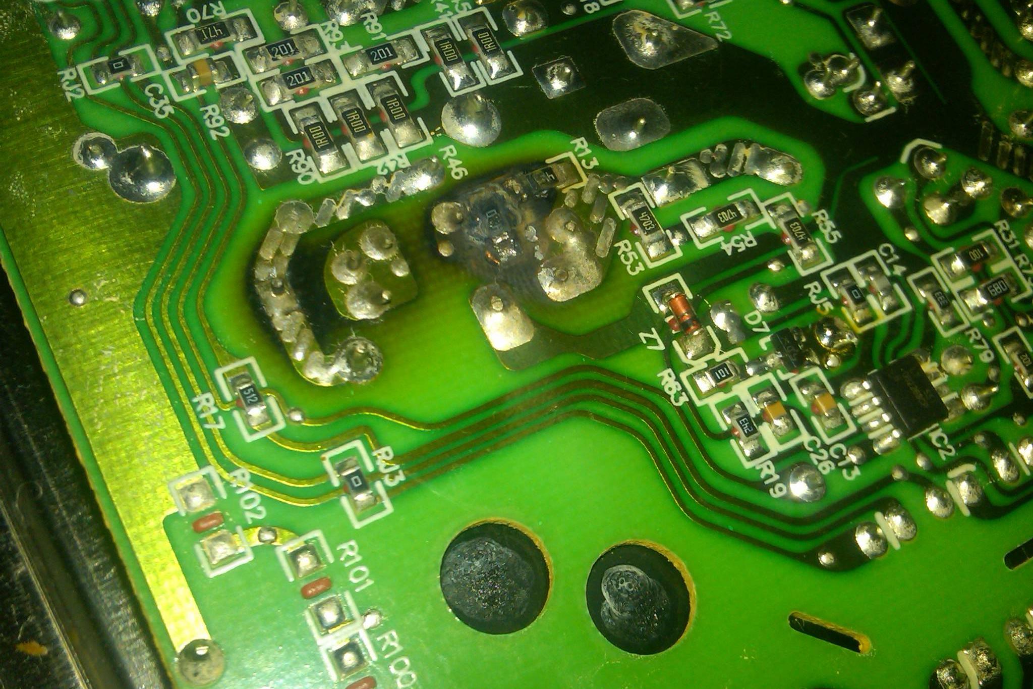 damaged pcb