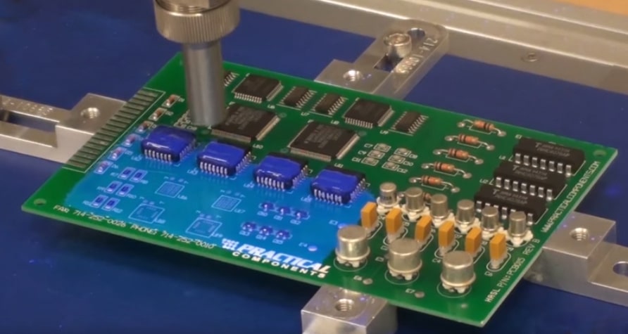 ndustrial PCB with conformal coating for creepage distance protection