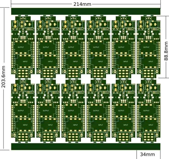 Panelized PCB layout for etching multiple boards