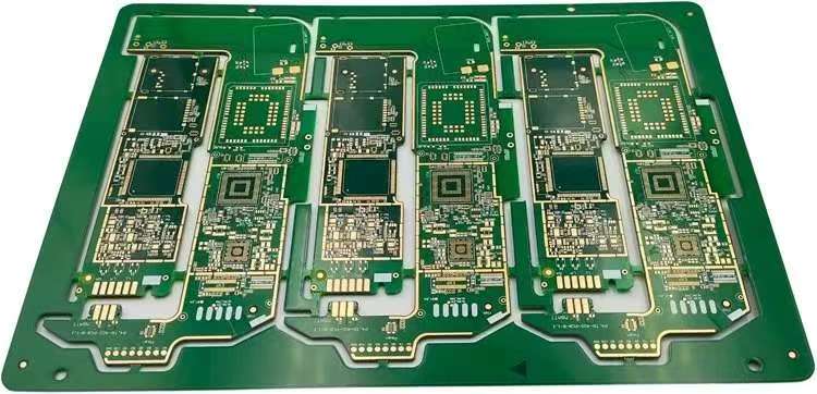 High-frequency PCB layout with trace-to-pad spacing guidelines.