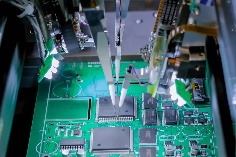 Aerospace PCB featuring durable through-hole components.