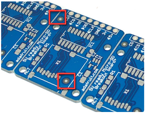 Fiducial markers on PCB for automated assembly alignment
