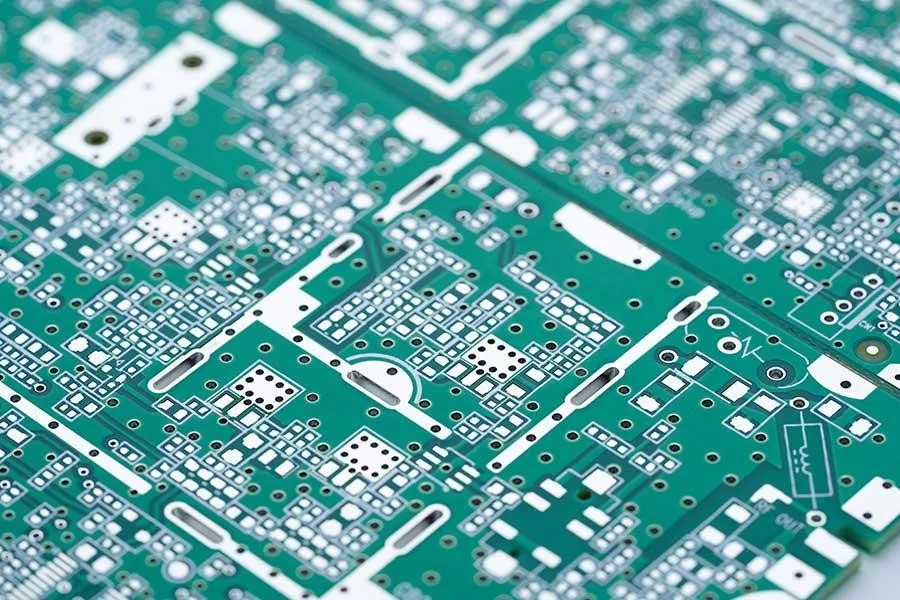Close-up of HASL surface finish on a PCB showing solder consistency.