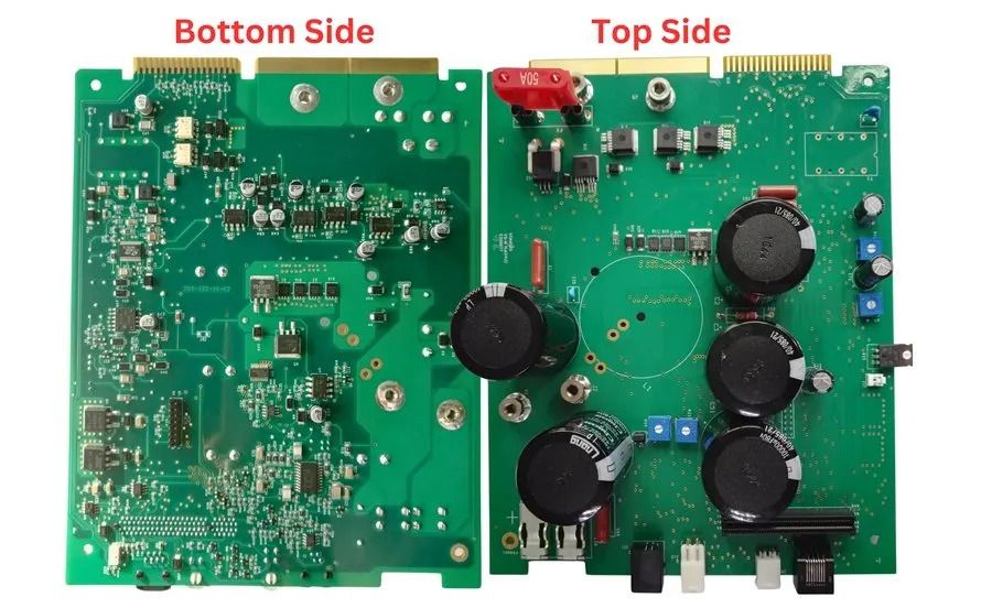Double-sided PCB with components on top and bottom layers