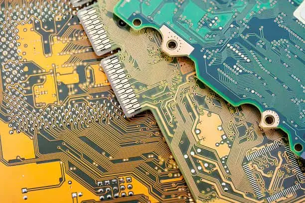 Close-up of PCB traces created through imaging process
