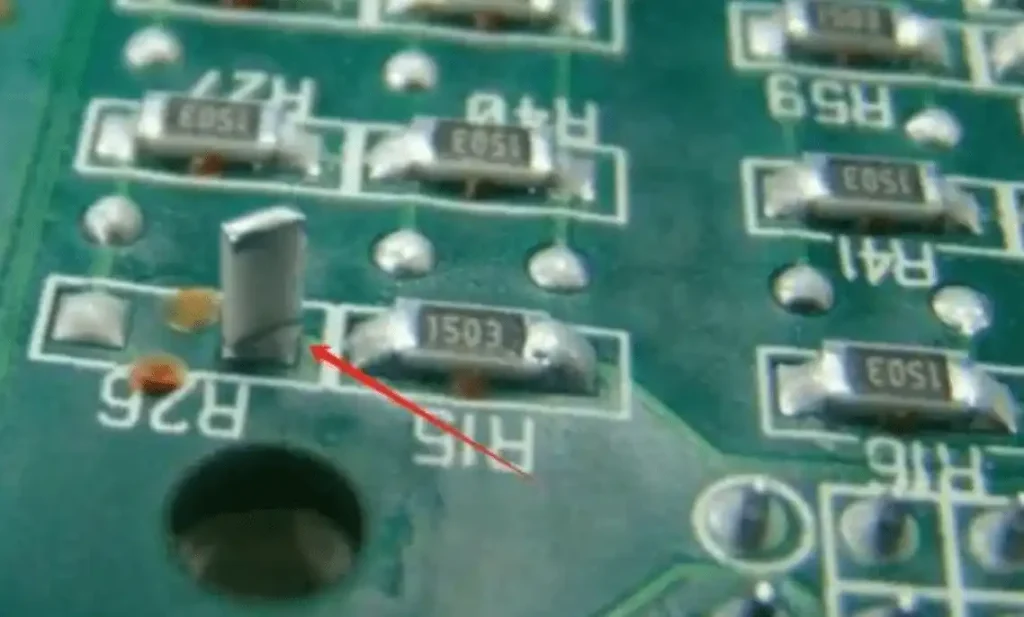 SMT soldering defect due to component misplacement