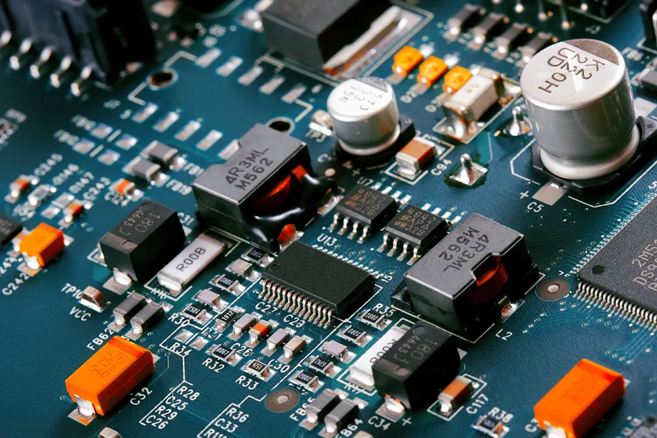SMT-assembled PCB with surface-mounted components