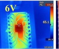 Close-up of LCC magnetic sensor mounted on a PCB for precise magnetic field detection