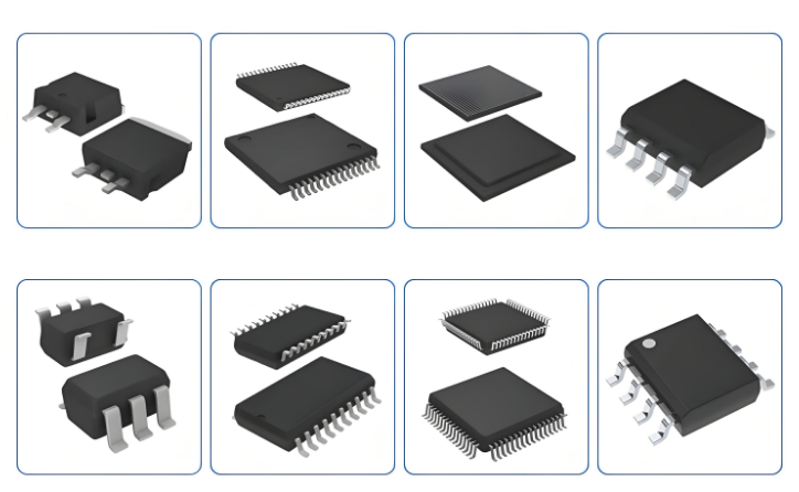 Assortment of SMT components including resistors and ICs