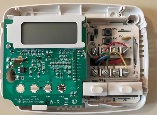 Smart home device with internal PCB for prototyping innovations.