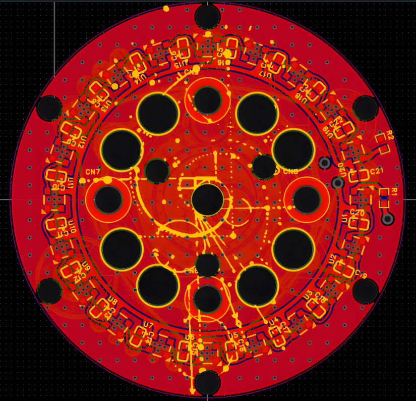 PCB design software view of a custom LED strip layout