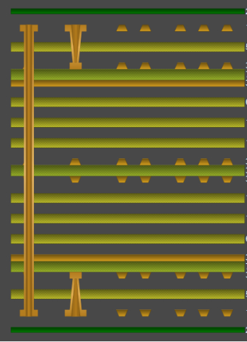 Sample fabrication drawing for multi-layer PCB manufacturing showing layer stack-up and drill chart