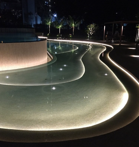 Custom DIY LED strip lighting installed for ambient illumination.