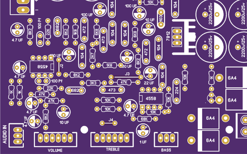 Optimized PCB layout for audio amplifier prototyping