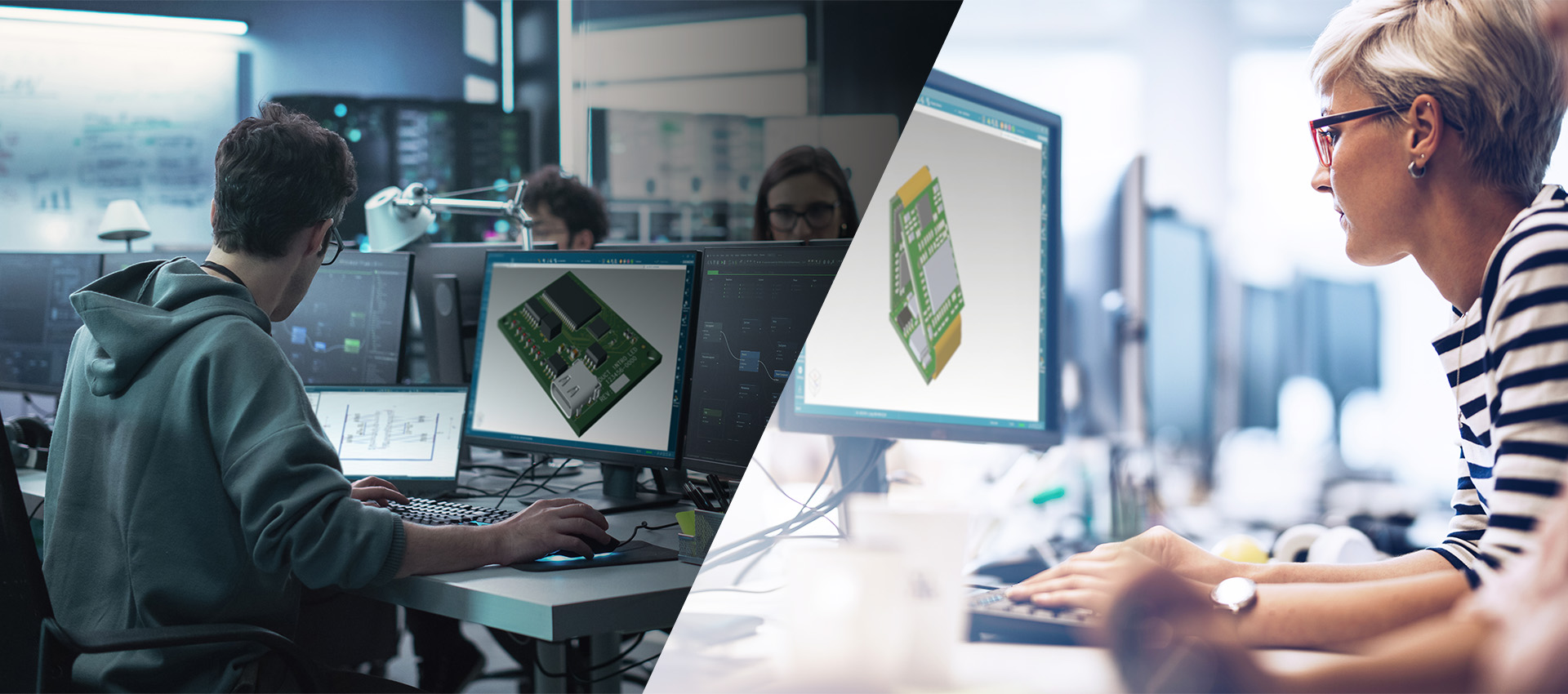 Team collaboration on online PCB design platform in real time.