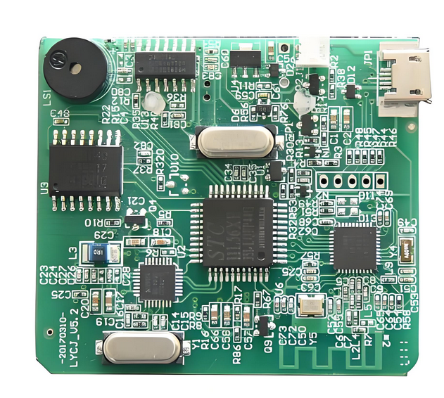 Compact ECU PCB with High-Density Interconnect technology for automotive applications.