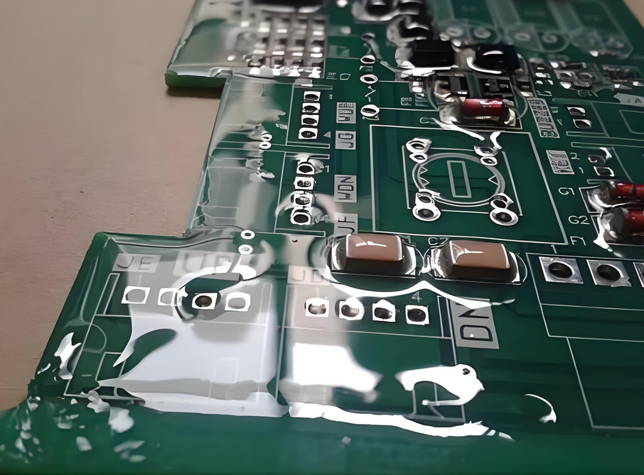 PCB with protective conformal coating for durability.
