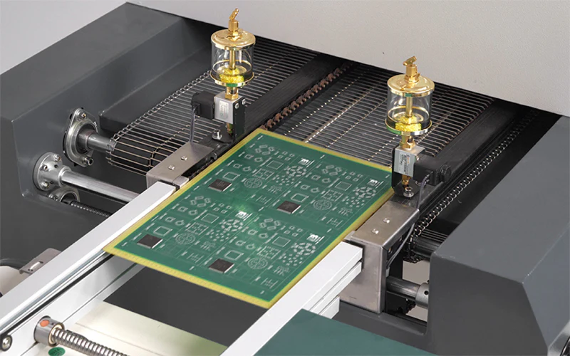 Reflow oven heating PCB assembly for soldering
