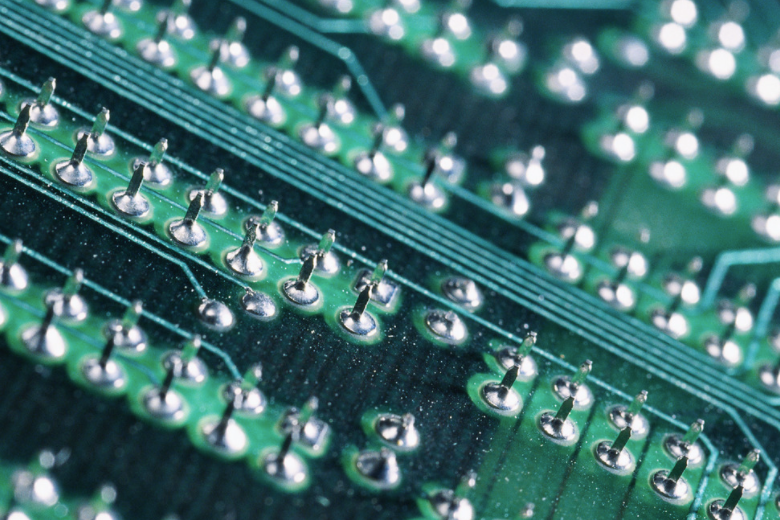 Close-up of defective solder joint on PCB after reflow