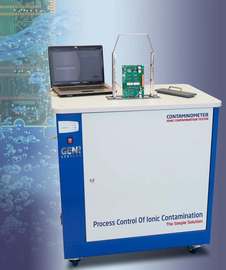"Ionic contamination testing for PCB cleanliness compliance."