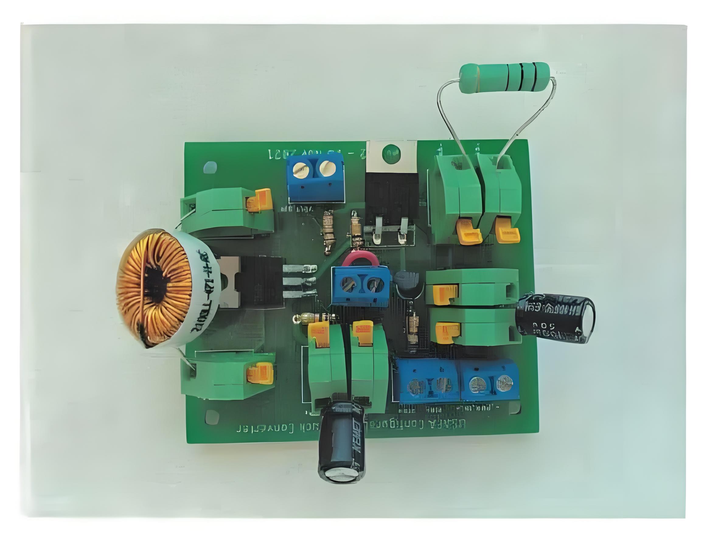 Buck converter PCB layout with minimized current loop for EMI reduction.