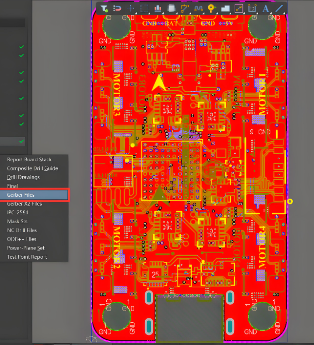 Preview of Gerber files generated online for custom PCB.