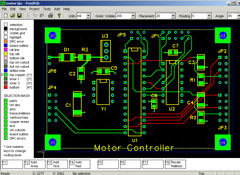 Screenshot of a free PCB design tool interface displaying a multi-layer PCB layout.