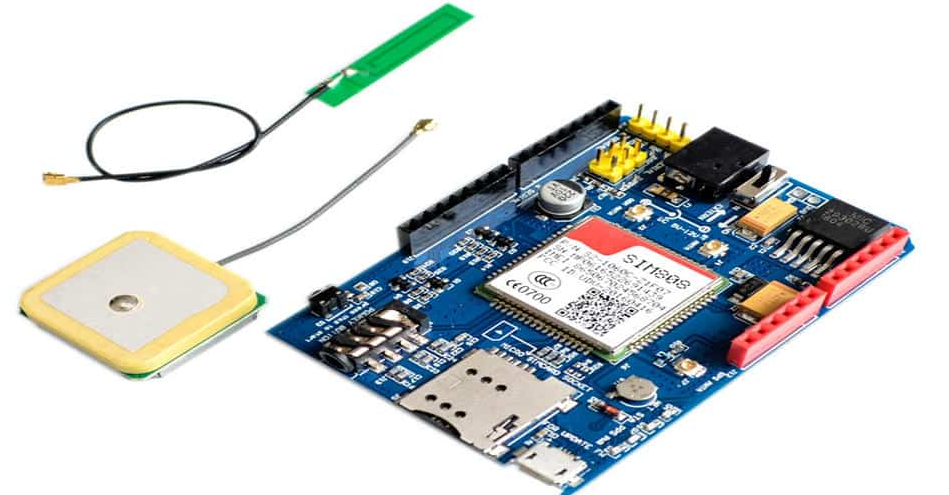 Navigation system PCB with key components for GPS functionality.