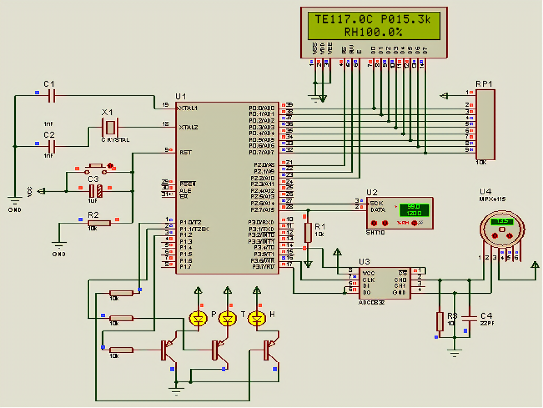 Weather station PCB layout with components and ground plane