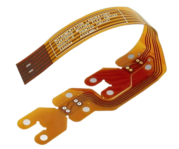 Flexible PCB bent to show design flexibility in electronics.