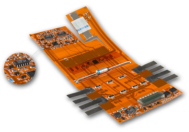 Flex PCB design layout for wearable health device with bend areas