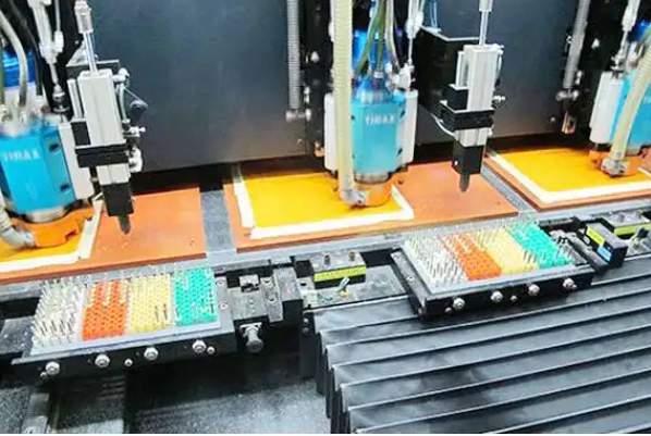 "Laser drilling vias in flexible PCB during PCB fabrication process."