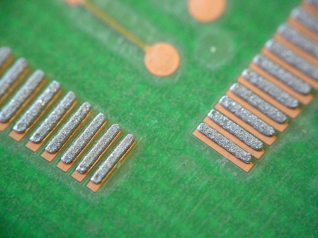 PCB with uniform solder paste dots after stencil printing