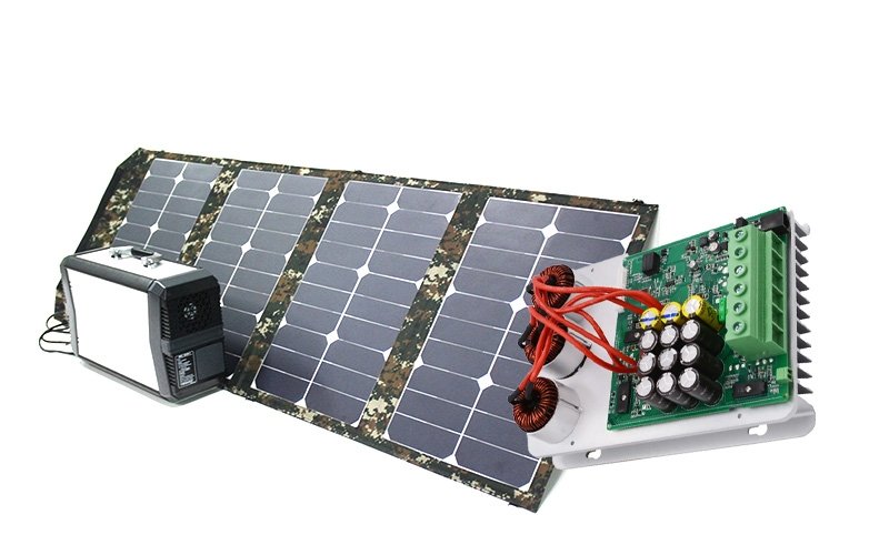 Solar inverter PCB with soldered electronic components