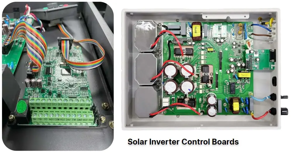 Completed solar inverter PCB installed in device