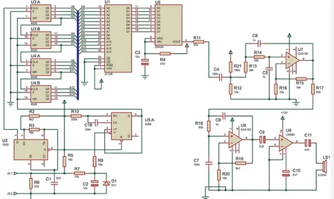 Sample schematic for PCB design showing component connections