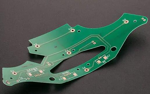 Close-up view of an FR-4 PCB showing fiberglass and epoxy layers