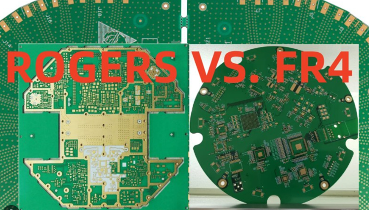 Comparison chart of Rogers vs FR4 material properties for HDI PCBs
