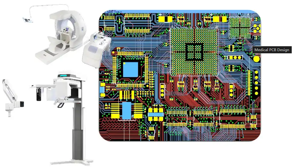 Diagram of biocompatible materials for medical PCB design."