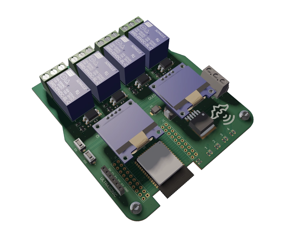 "ECU PCB floorplan with functional blocks for optimized component placement."