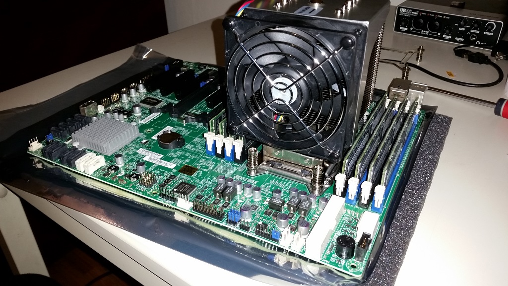 Home lab motherboard with cooling solutions"