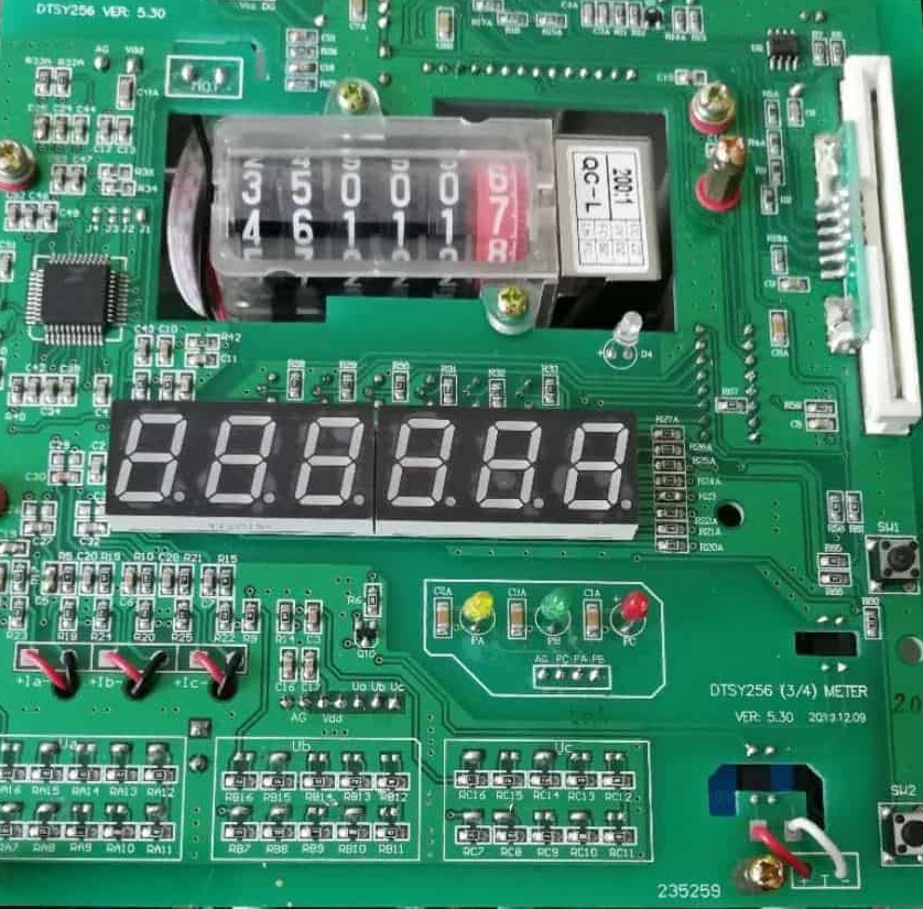 Smart meter PCB with key components for energy monitoring