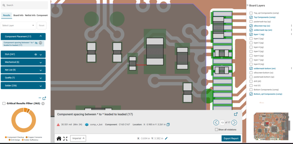 Optimal component placement layout for navigation PCB assembly