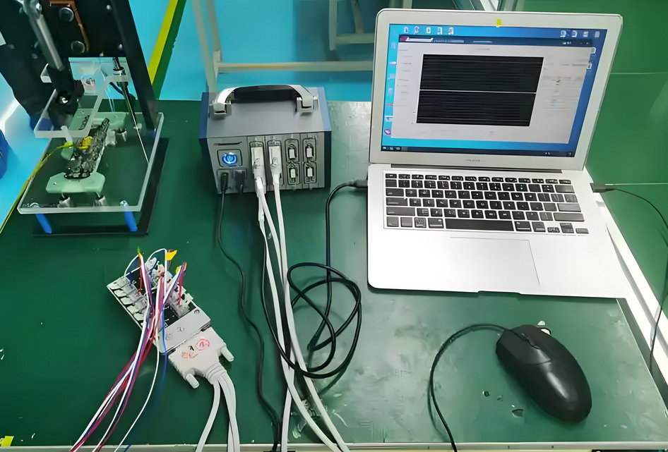 Durability test of PCB substrate materials for data storage reliability.