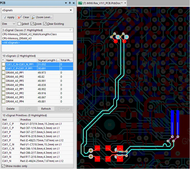 "High-speed PCB layout with differential pairs for ADAS applications."
