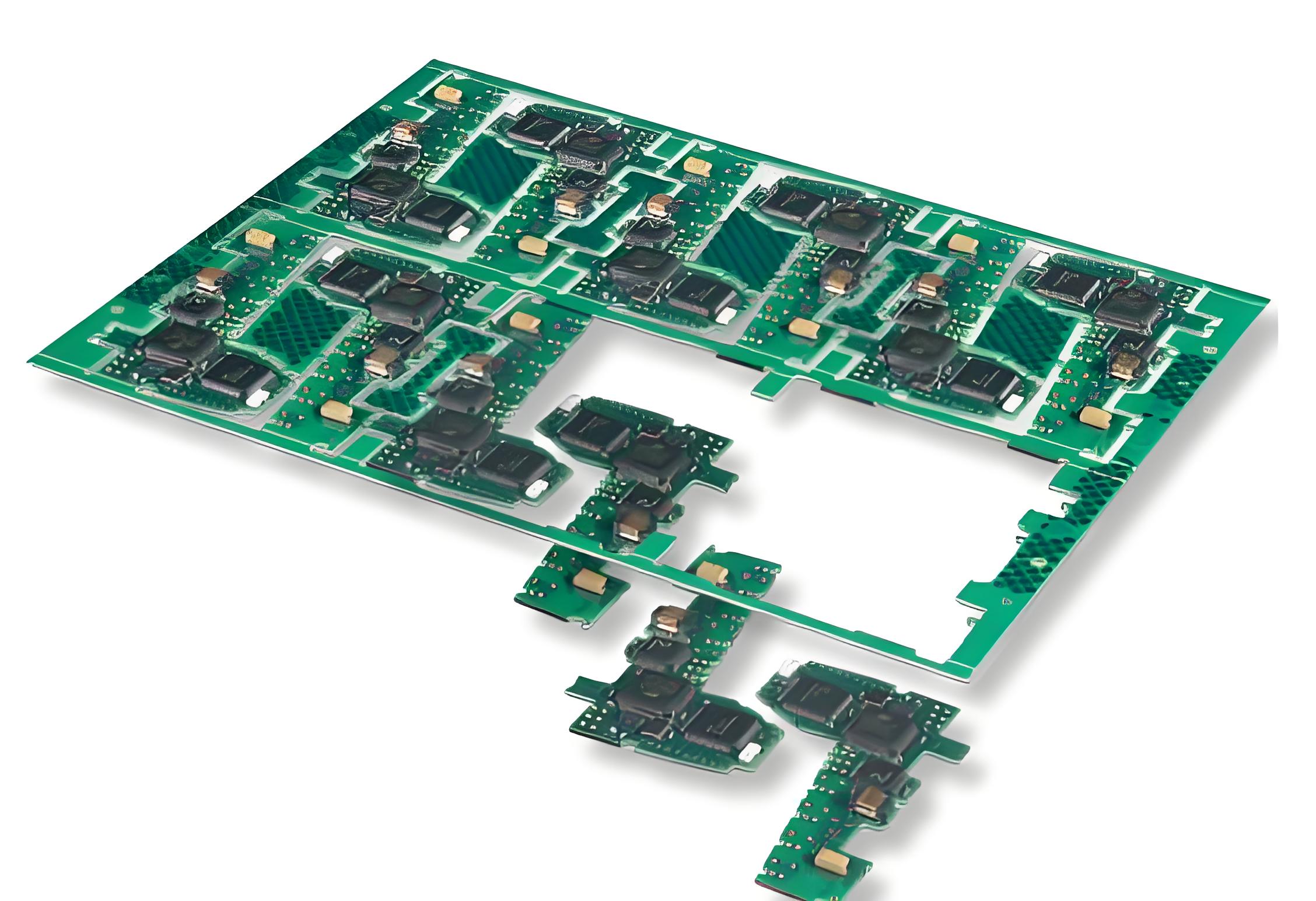 PCB panel before and after depaneling process