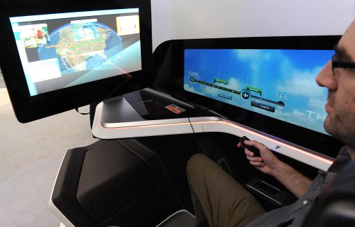 Futuristic in-flight entertainment interface with wireless connectivity features
