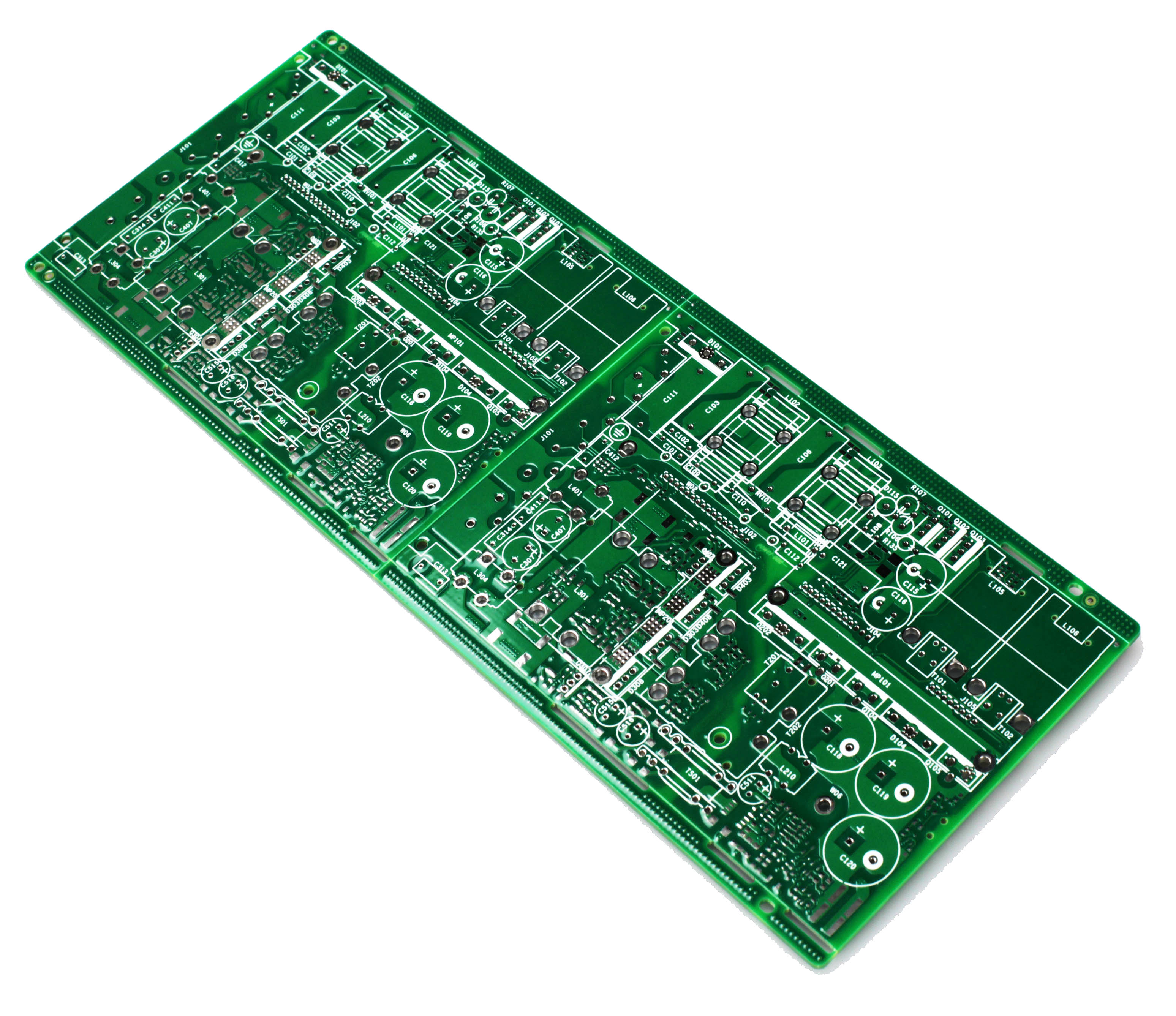 PCB panel with V-cut grooves for depaneling